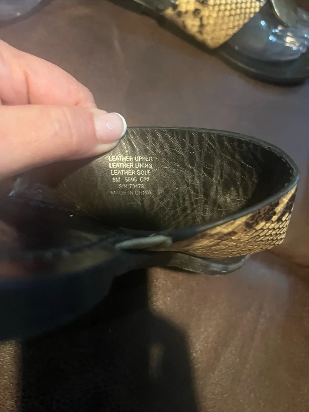 Tory Burch Black & Tan Snake-Print Slide Mules with Gold Disc